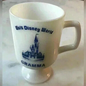 Vintage  Walt Disney World collectible milk glass souvenir mug “gramma”